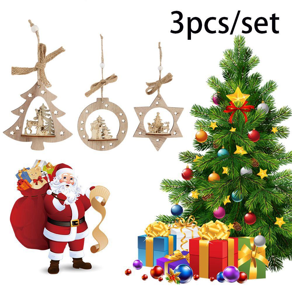 Set 3 Phụ Kiện Treo Trang Trí Cây Thông Noel Hình Tuần Lộc Dễ Thương