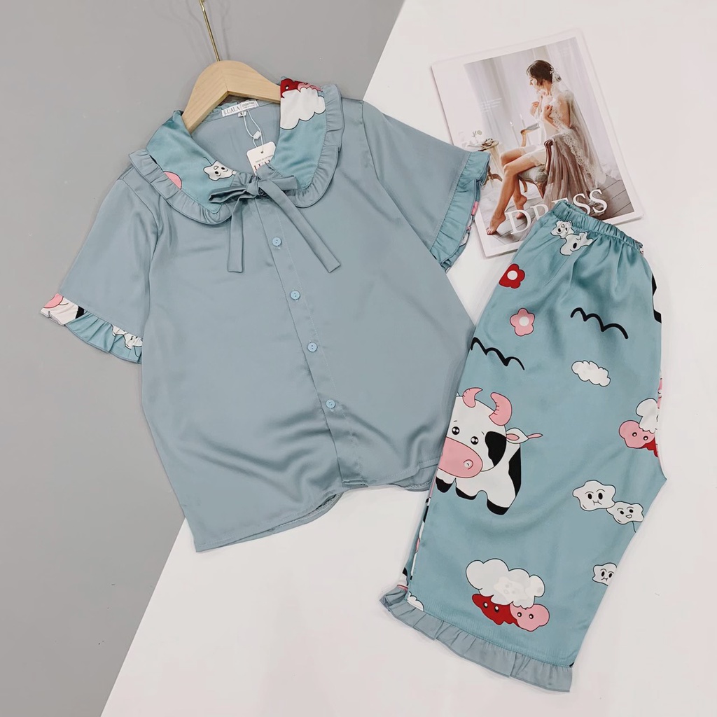 Đồ Ngủ Pijama Lụa Satin Tay Ngắn Quần Lửng Siêu Xinh, Mềm Mịn, Sang Chảnh Boody BP04.6 | BigBuy360 - bigbuy360.vn
