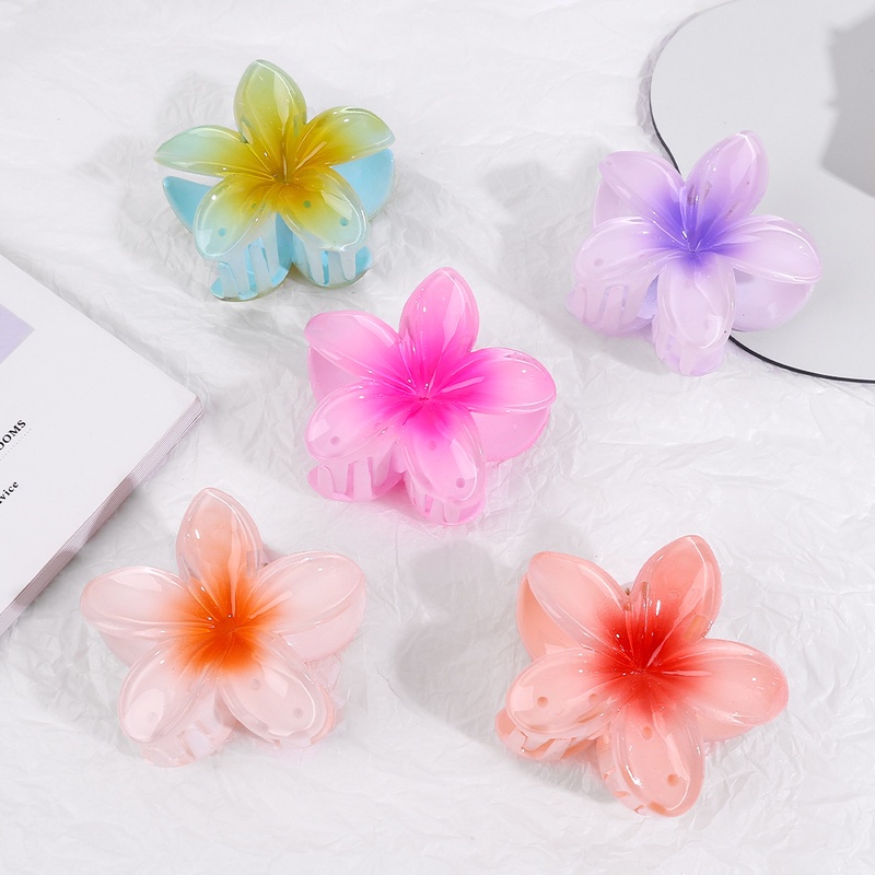 Kẹp Tóc Hoa Lily Bằng Nhựa Màu Gradient Dễ Thương Cho Nữ