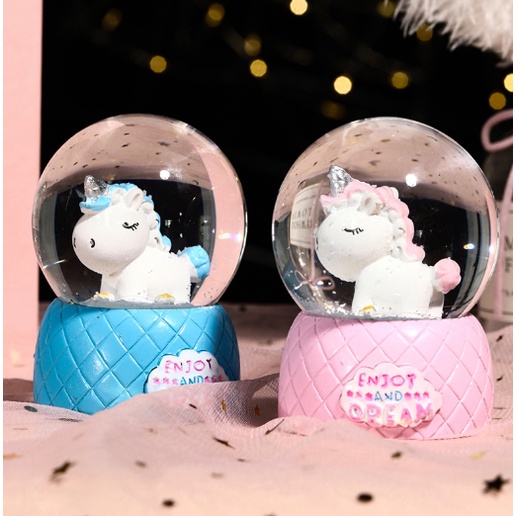 Quả cầu tuyết ngựa thần QCT4 unicorn có đèn 5cm