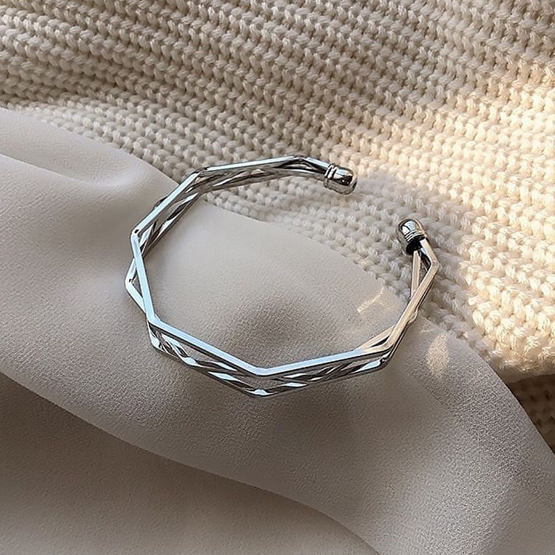 Vòng tay thép titan đính đá kim cương nhân tạo dành cho nam và nữ