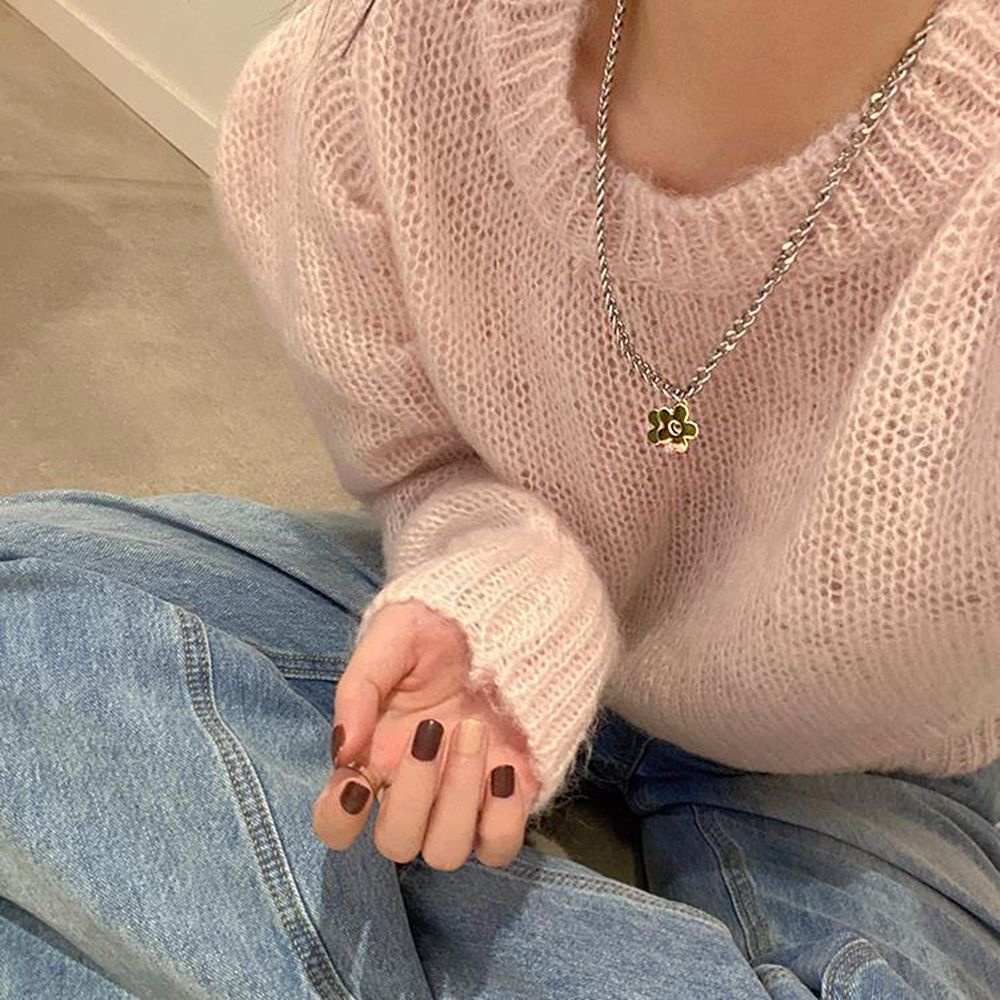 Vòng cổ kim loại mặt hình bông hoa phong cách Hàn Quốc sang trọng 2LIFE