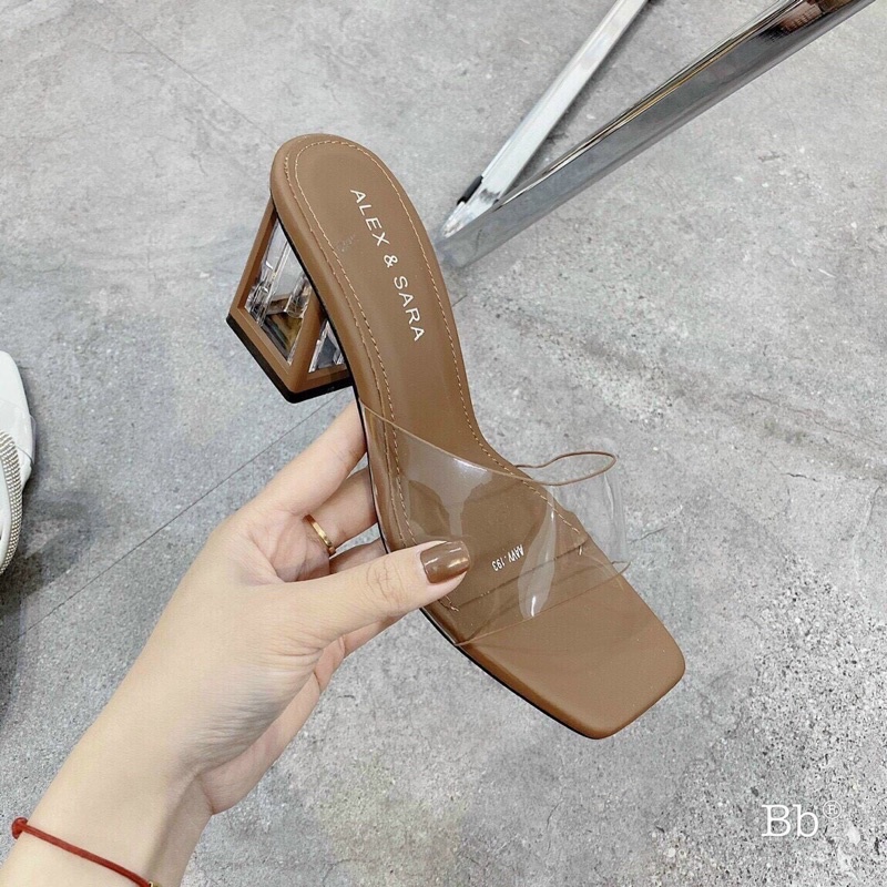 Dép nữ quai trong gót bọc 7cm mẫu mới cách điệu sẵn 3 màu cực hót