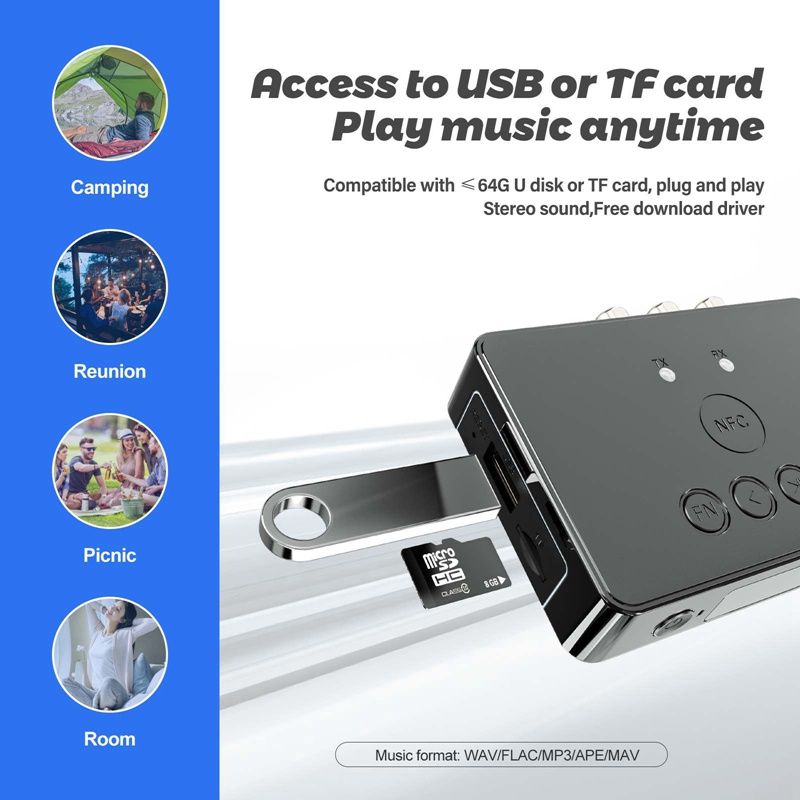 Thiết Bị NhậN TruyềN Âm Thanh Bluetooth 2 Trong 1 NFC Cho TV / Xe Hơi / MP3