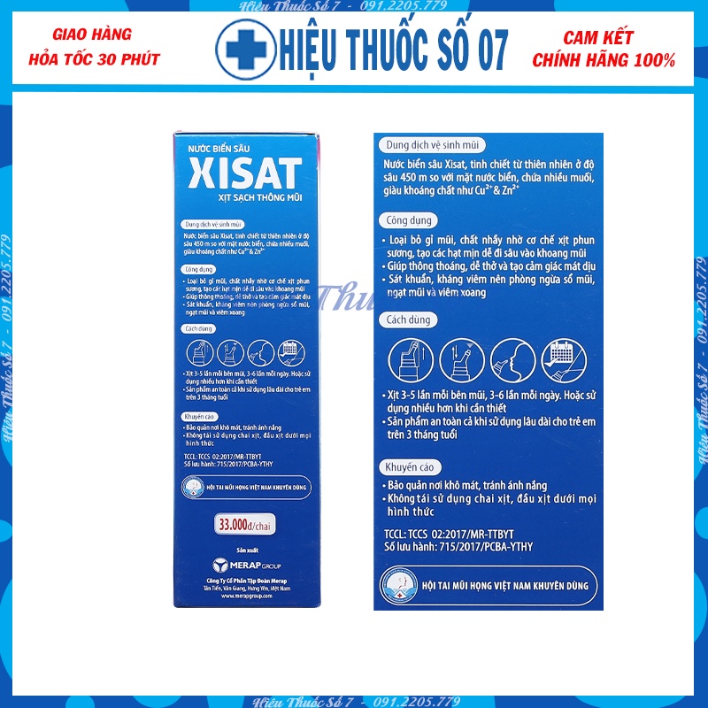 Xịt mũi Xisat chai 75ml trẻ em - Giảm nghẹt - Thông Mũi - Thiên nhiên - An toàn
