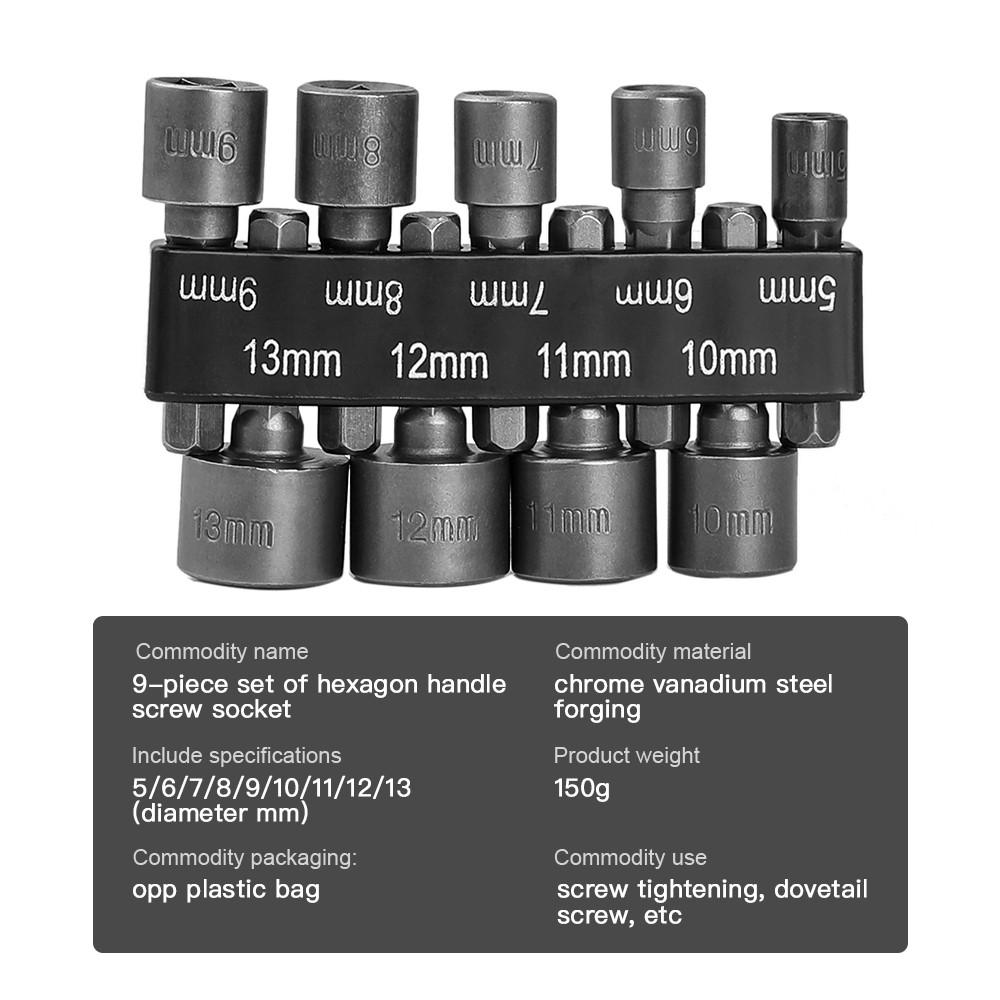EKEZ 9PCS 6.35MM ổcắm cờ lê hình lục giác vít