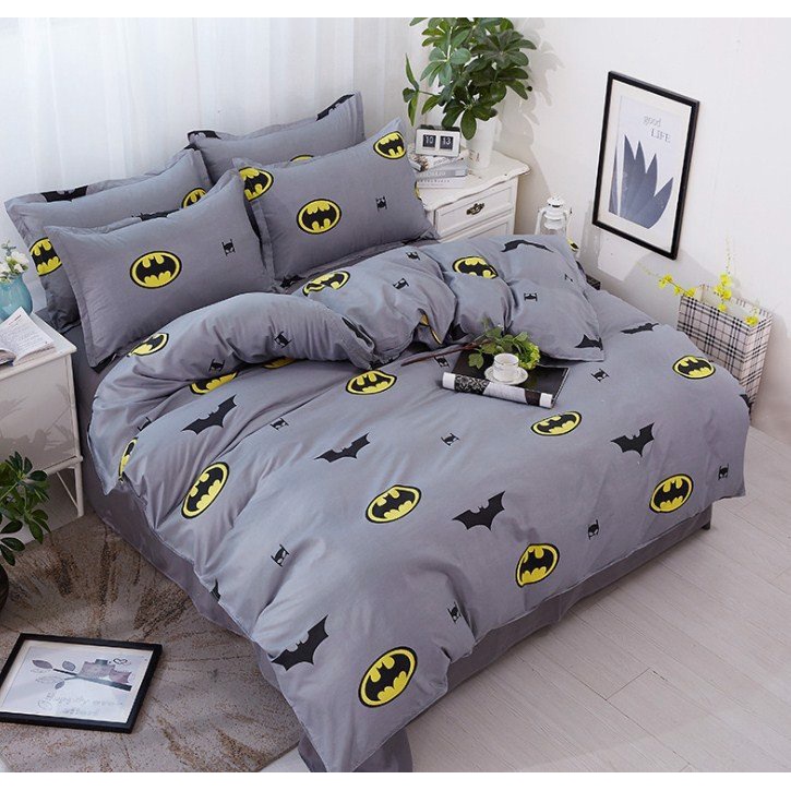 Ga Trải Giường Poly Cotton, Ga Nệm Mùa Hè Poly Cotton Kèm 2 Vỏ Gối Nằm Đủ Kích Thước Mẫu BATMAN (Được Chọn Màu) | BigBuy360 - bigbuy360.vn