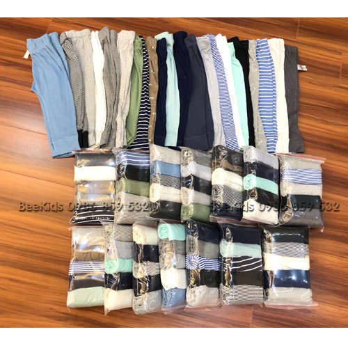 Combo 5 quần dài chất cotton size nhí dành cho bé trai size từ 3m đến 24m (giao màu ngẫu nhiên)