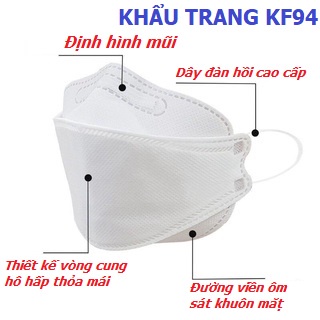 Khẩu trang KF94 cao cấp kháng khuẩn 4 lớp đóng gói 1 hộp/5 bịch số lượng 50 cái