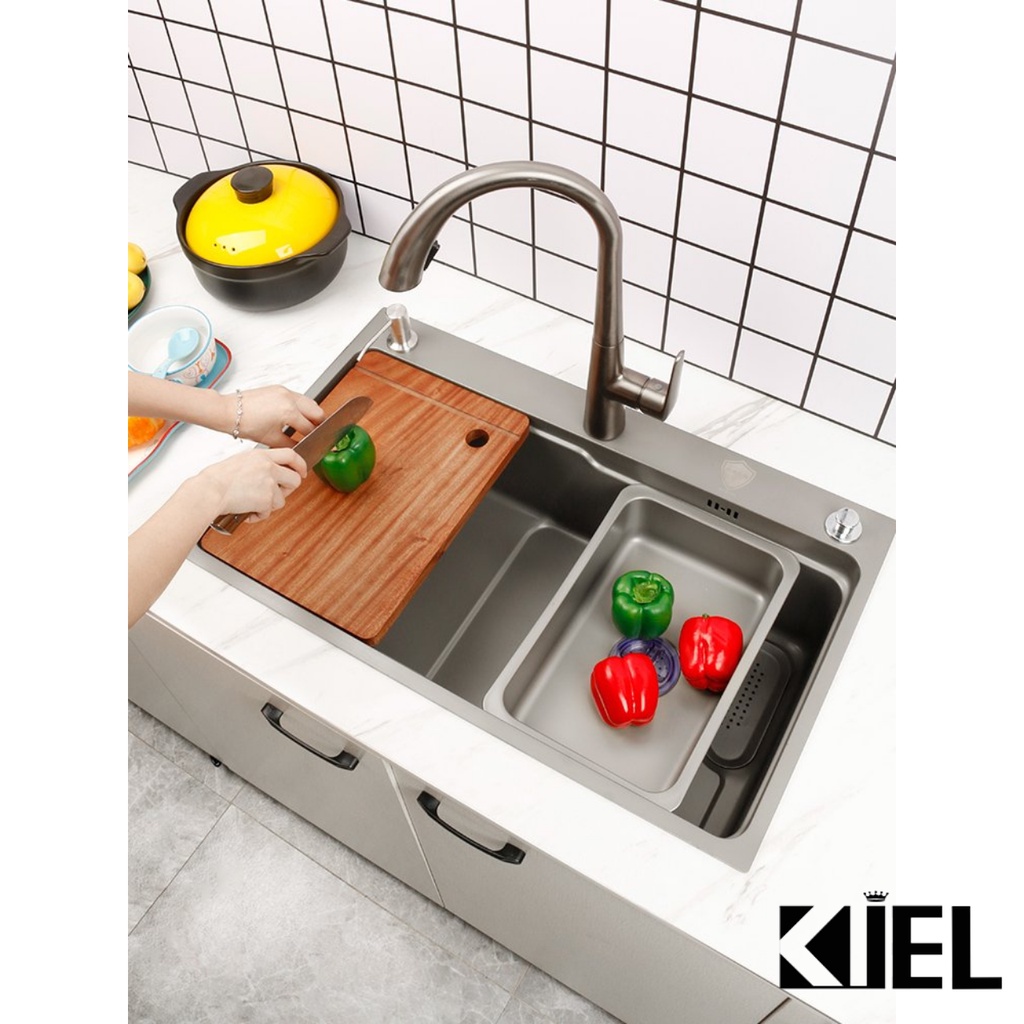 Bồn chậu rửa chén bát inox 304 1 hố lớn nano 75x46 dày 3.5 li, 75x45 dày 3li, hàng chính hãng. Bảo hành 2 năm