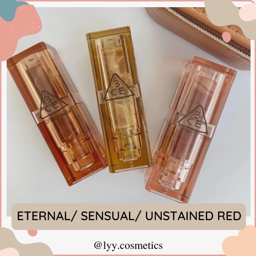 SON THỎI 3CE ETERNAL WARM, SENSUAL BREEZE, UNSTAINED RED