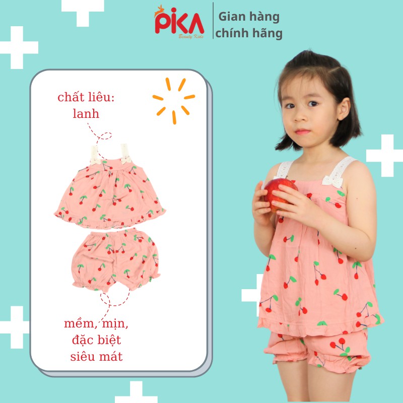 Bộ lanh bé gái -PIKA KIDS mát, mềm mịn cho bé 1-6 tuổi bộ quần áo trẻ em