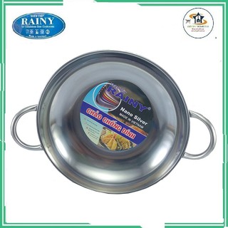 Chảo inox chống dính 2 quai 34 cm Rainy cao cấp -Hàng Chính Hãng