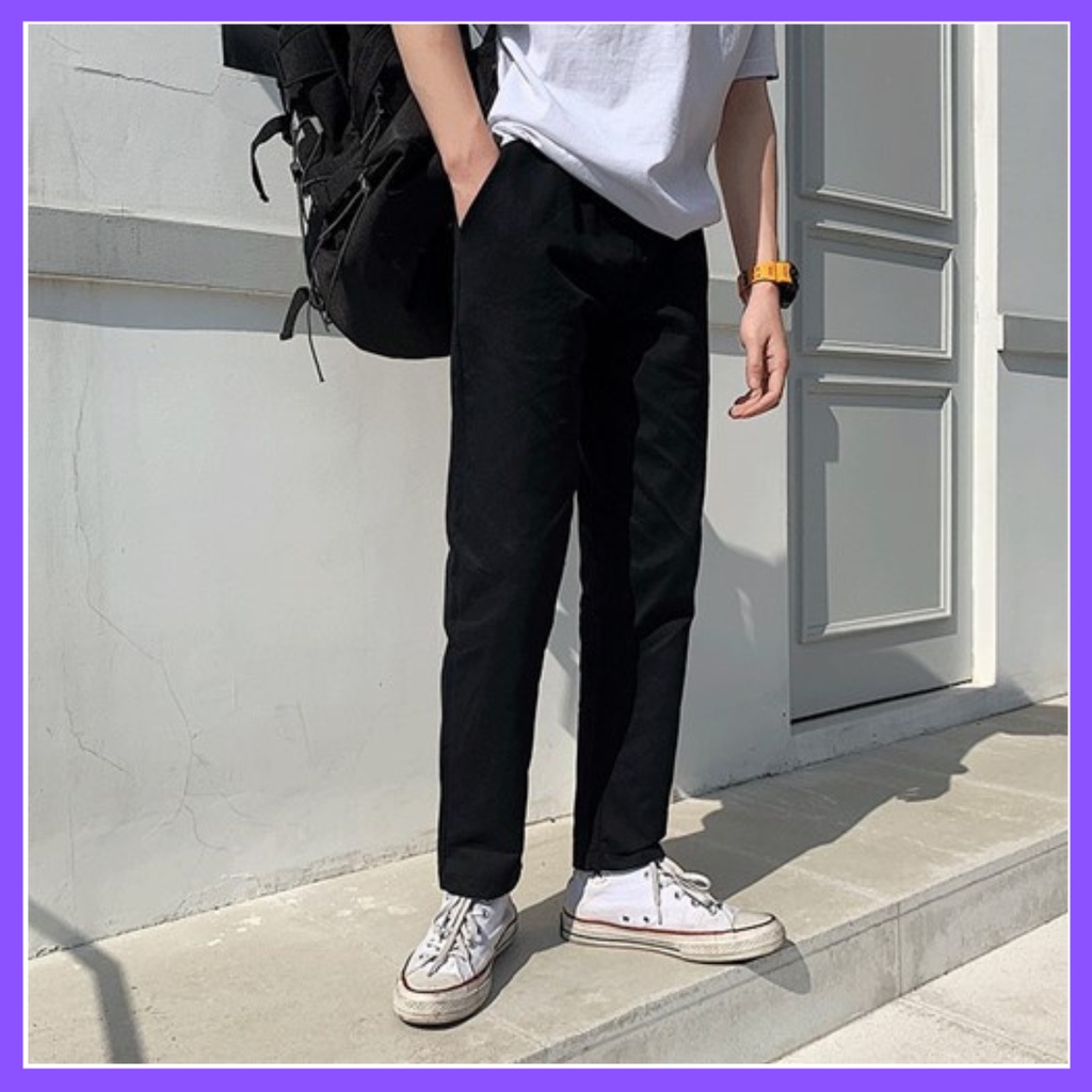 Quần Baggy Nam Nữ KAKI Ống Suông Phong cách hàn quốc