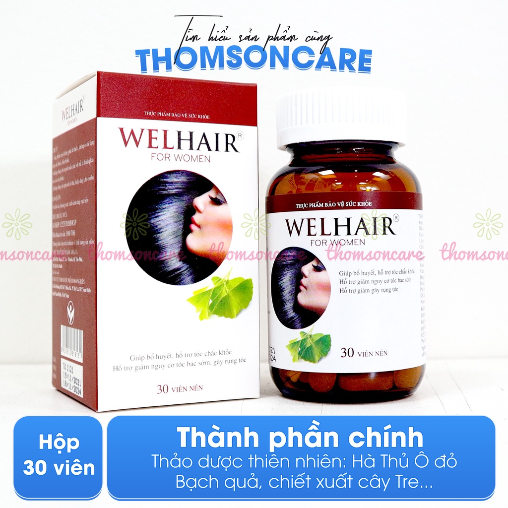 Gội và xịt giảm rụng tóc sau sinh Wellhair, tăng mọc tóc Well Hair từ thảo dược, ngăn ngừa hư tổn