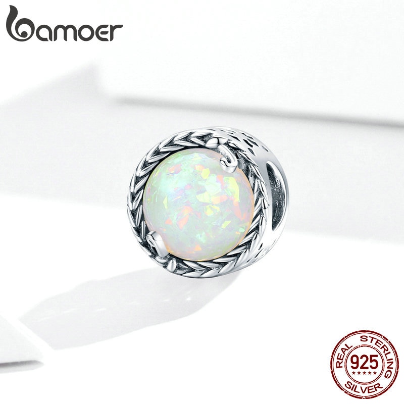 Hạt Xỏ Vòng Tay Bamoer SCC1576 Bằng Bạc 925 Nhiều Màu Đơn Giản Làm Vòng Tay DIY Cho Nữ