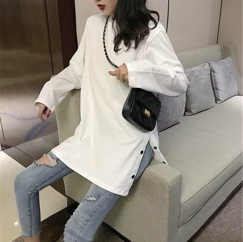 Áo Thun Tay Dài Cổ Tròn Dáng Rộng Thời Trang Mùa Thu Cho Nữ