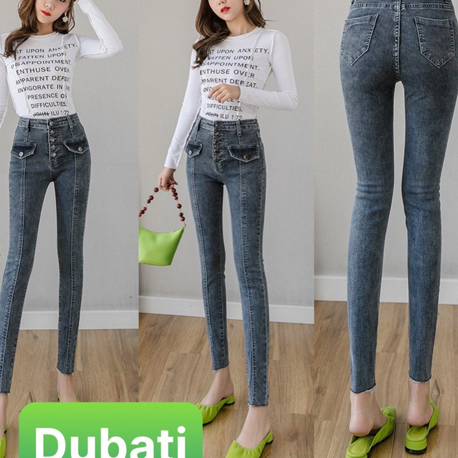 QUẦN JEAN NỮ LƯNG CAO CHẤT LIỆU ĐẸP 5 CÚC XANH NÂNG MÔNG CO GIÃN SANG CHẢNH- DB 1060- DUBATI FASHION