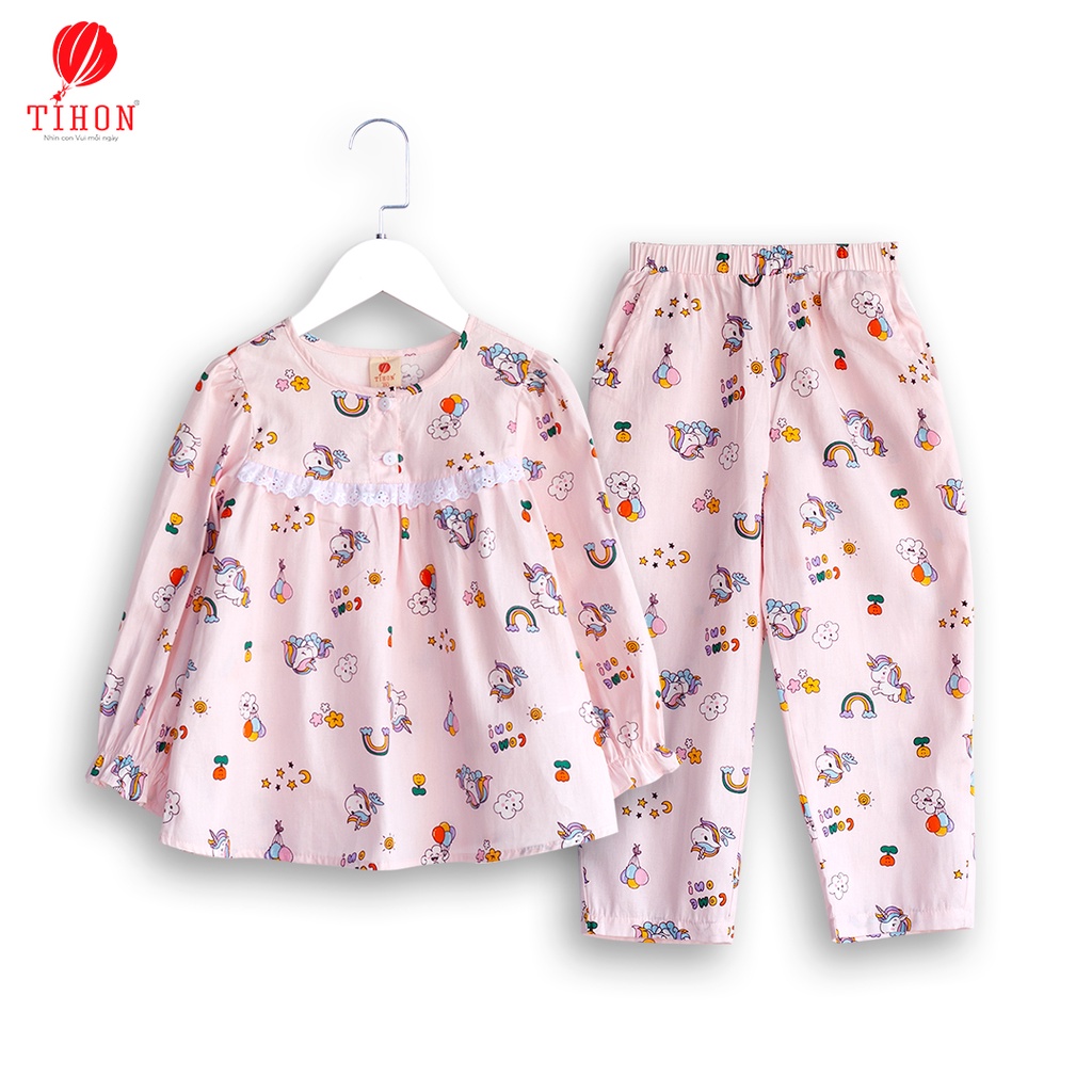 Bộ pijama bé gái TIHON chất liệu thô nhập khẩu cao cấp SET0750270