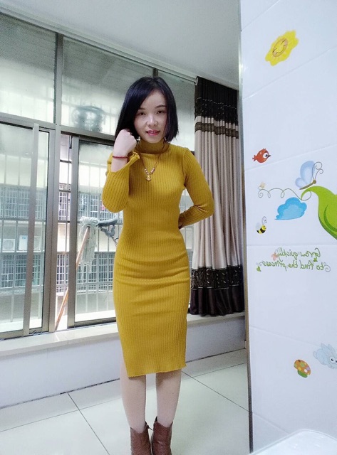 Váy len hàng quảng châu cao cấp TẶNG thắt lưng