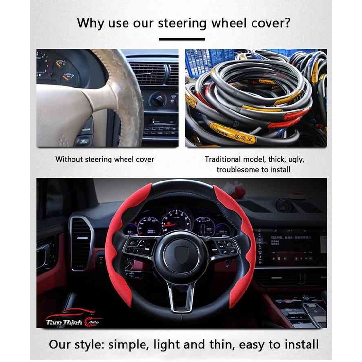Bọc vô lăng | Ốp vô lăng da lộn/vân carbon đa năng - Phù hợp với tất cả các loại xe ô tô, xe hơi