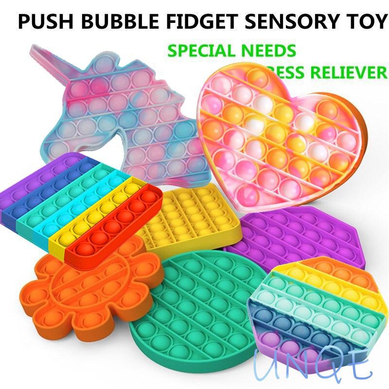 New Unicorn Pop Its Round Fidget Toy Push bubble stress relief kids pop it tiktok HOT UNQE