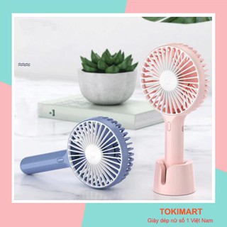 Quạt mini_ cầm tay, quạt tích điện, 3 cấp độ gió pin trâu, đầy đủ phụ kiện pin, dây sạc, đế 2021