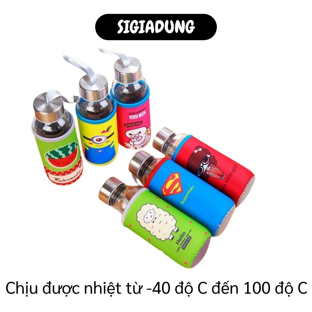 [SGD] Bình Đựng Nước - Bình Nước Thủy Tinh Có Túi Giữ Nhiệt Chịu Nhiệt Độ Cao 300ml 5025