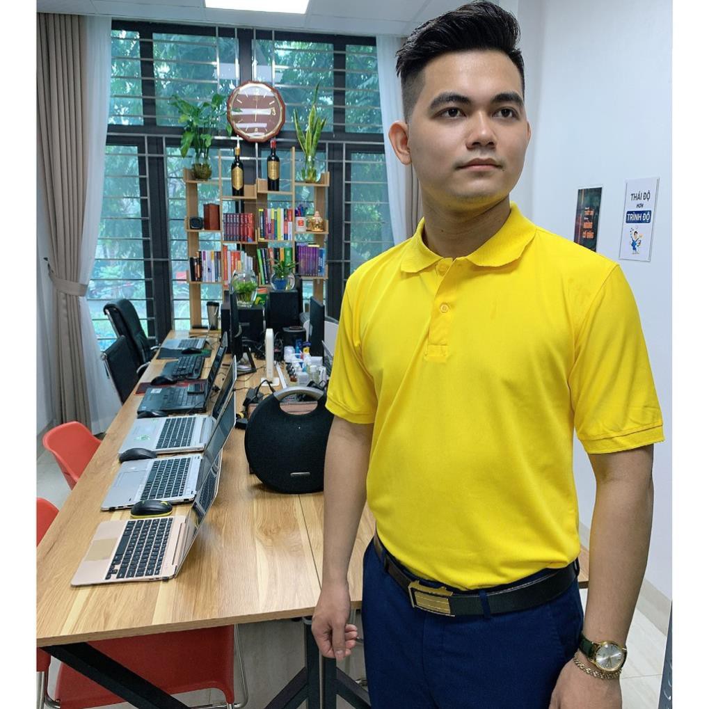 Áo Phông Cổ Bẻ, Vải Mặc Mát Áo Thun Có Cổ Cá Sấu 4 Chiều Vàng Cúc HD07