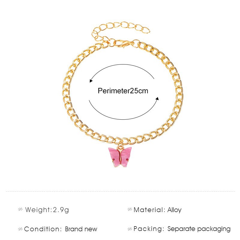 Lắc Chân Hợp Kim Gắn Hình Cánh Bướm Xinh Xắn Phong Cách Âu Mỹ Thời Trang Cho Phụ Nữ