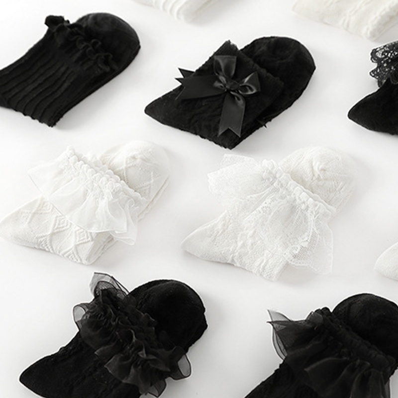 Vớ Cotton Mềm Mại Phối Ren Lưới Thoáng Khí Đính Nơ Thời Trang Xuân Hè Cho Bé Gái