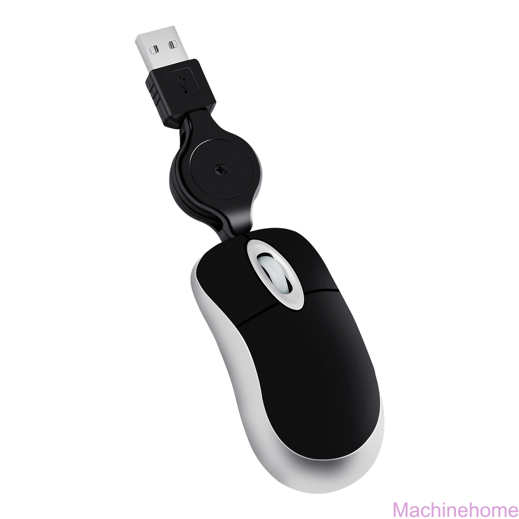 MC-Lovely Mini Wired Mouse Retractable USB Cable Ergonomic Office Computer PC Laptop Gaming Mice