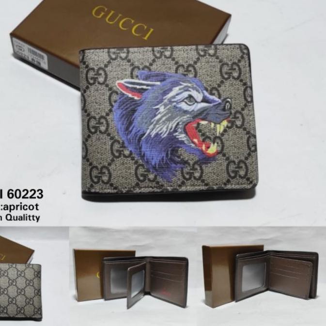 Ví Ngắn Gucci Fbd-597 60223 In Hình Sói / Hổ Cá Tính