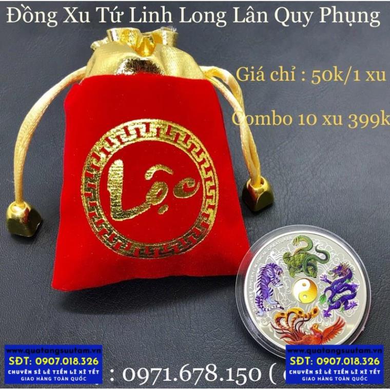 [GIÁ SIÊU TỐT] Đồng Xu Tứ Linh Long Lân Quy Phụng