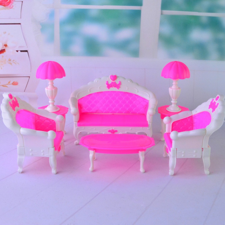 Set 6 món Sofa bàn ghế cho búp bê Barbie,búp bê Xinyi,búp bê Licca, phụ kiện đồ chơi, búp bê nội thất cho bé