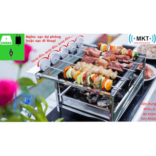 Bếp nướng than hoa TỰ XOAY Mekong Tech V1 + Tặng quạt tích điện USB [tag: không khói, lẩu nướng, dã ngoại, ngoài trời]