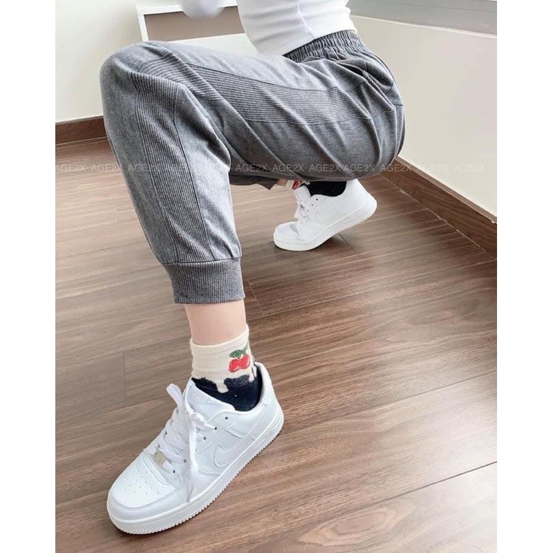 Quần Jogger Nữ Kaki AGE2X Phối Thun Gân Tệp Màu - Hàng mới về