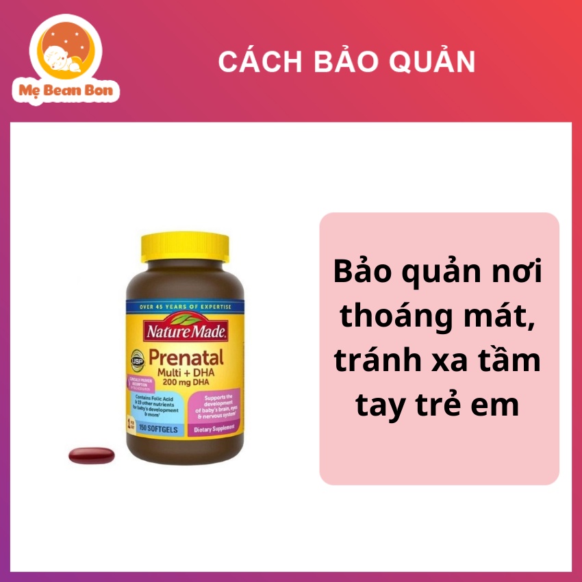 vitamin tổng hợp cho bà bầu Nature Made Prenatal Multi - DHA 200mg 150 viên của Mỹ Cho Bà Bầu trước và sau sinh