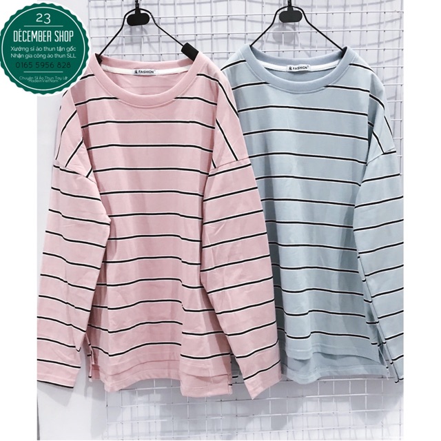 ÁO THUN TAY DÀI THU ĐÔNG SỌC KẸP STYLE UZZANG CỰC XINH