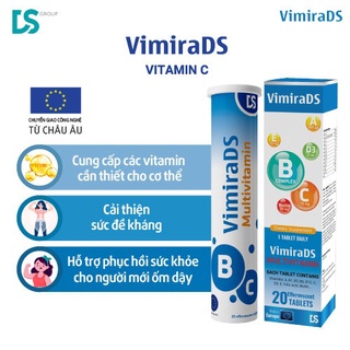 (Date T9.2023) Viên Sủi Bổ Sung Vitamin VimiraDS Multivitamin Phục Hồi Sức Khoẻ Tăng Sức Đề Kháng (Lọ 20 viên)