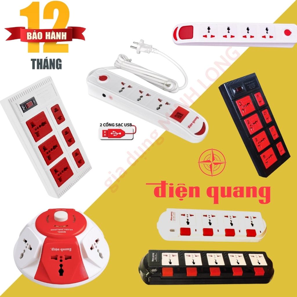 [TỔNG HỢP] Ổ cắm Điện Quang 3 lỗ - 4 lỗ - 5 lỗ - 6 lỗ - 8 lỗ, 2USB - Ổ điện chịu tải cao, dây dài 2m, 5m chính hãng