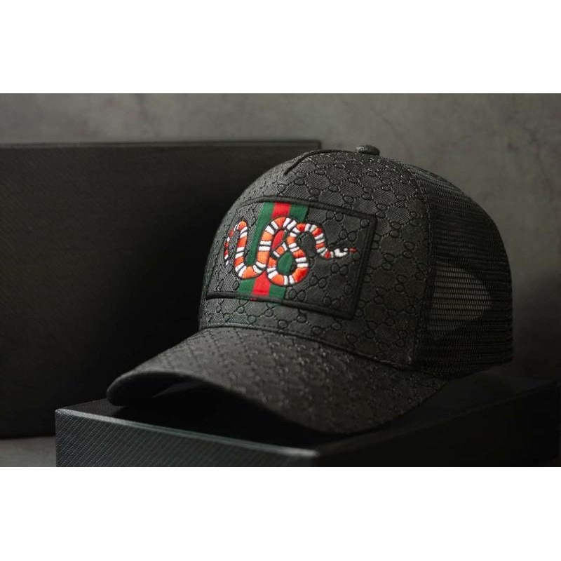 Nón Kết Logo Con Rắn Cao Cấp, Mũ Lưỡi Trai Họa Tiết Rắn Phối Lưới Siêu Đẹp