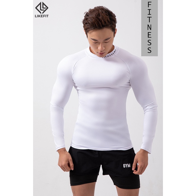 Áo dài tay giữ nhiệt nam LikeFit Fitness cao cổ form ôm co dãn 4 chiều