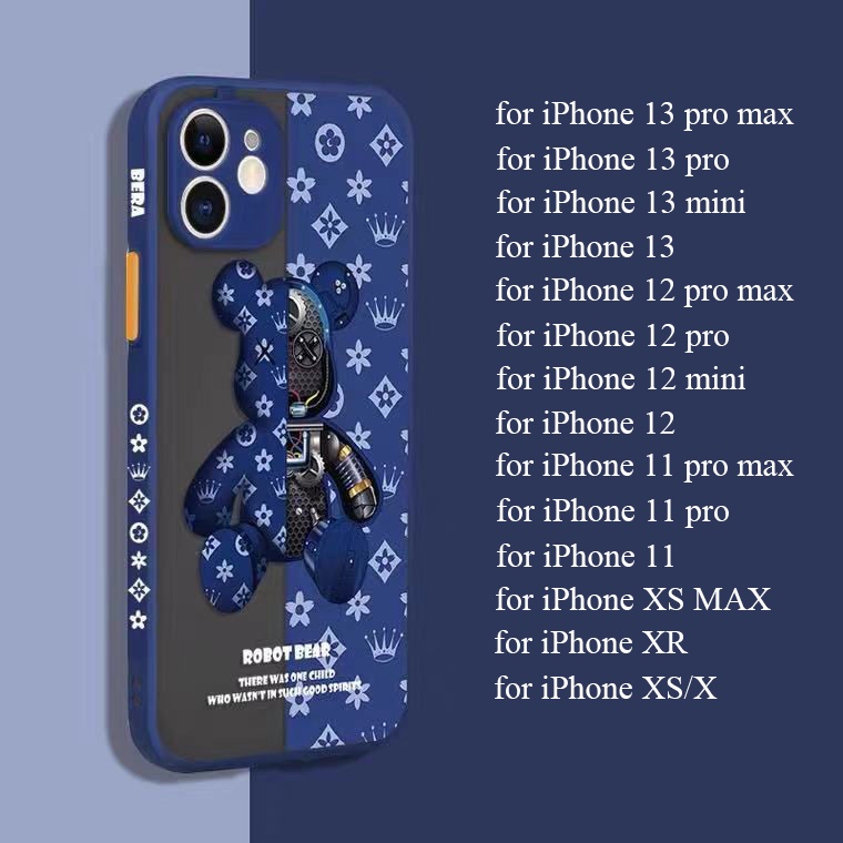 Ốp điện thoại mặt nhám chống rơi hình gấu sang trọng thời trang cho IPhone 13 12 11 Pro Max 12 13 Mini X XS Max XR | WebRaoVat - webraovat.net.vn