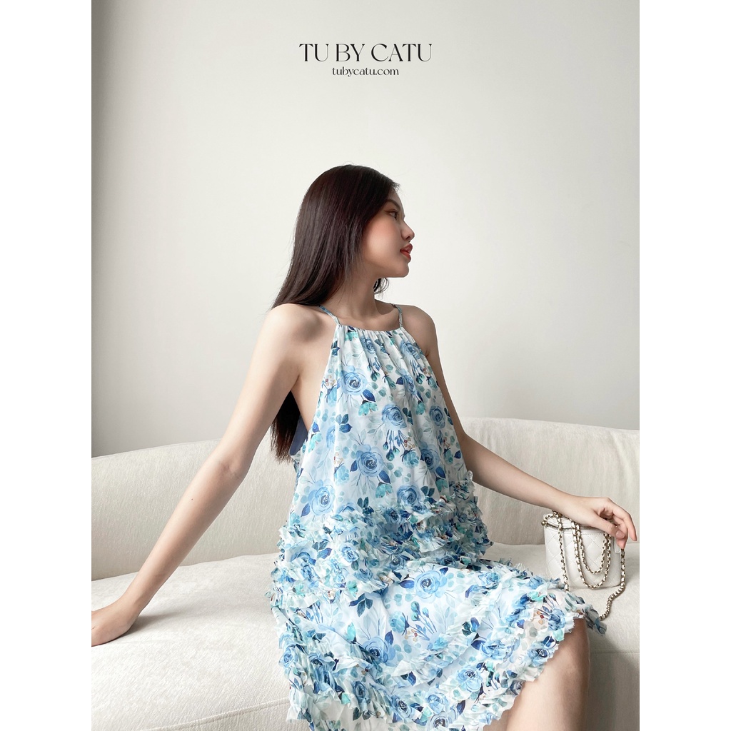 TUBYCATU | Đầm hoa xanh nhiều bèo blue rose dress