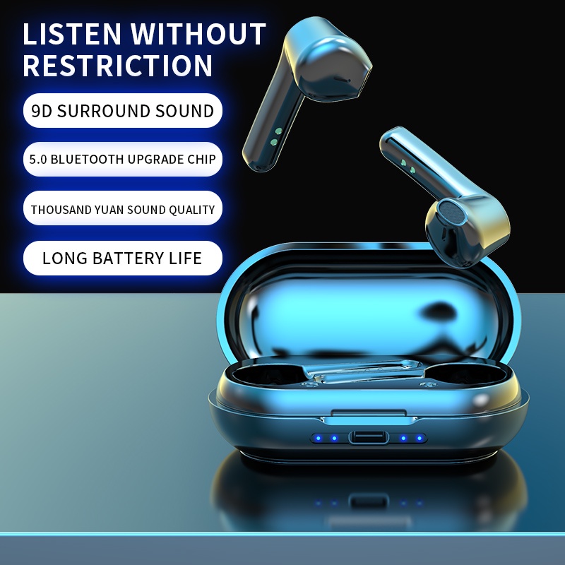 Tai Nghe Bluetooth 5.0 Không Dây TWS Chống Thấm Nước Điều Khiển Cảm Ứng 9D Chất Lượng Cao
