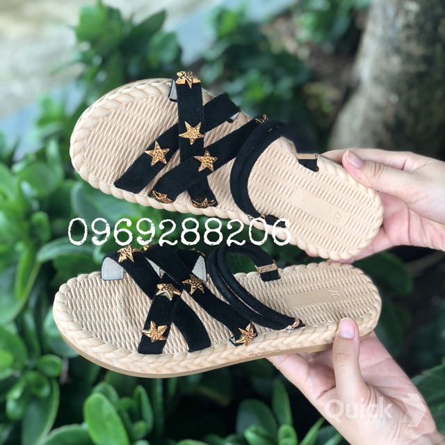 Sandal nữ đế cói ⭐FREESHIP⭐ sandal quai sao trẻ trung 2 in 1 (đeo được 2 kiểu)