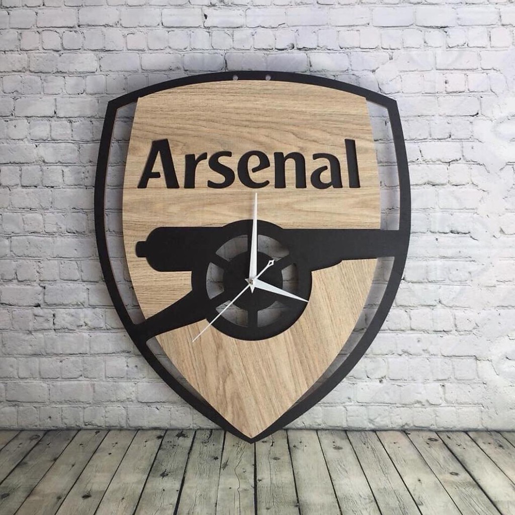 ĐỒNG HỒ GỖ TREO TƯỜNG LOGO BÓNG ĐÁ ARSENAL Trenddecor