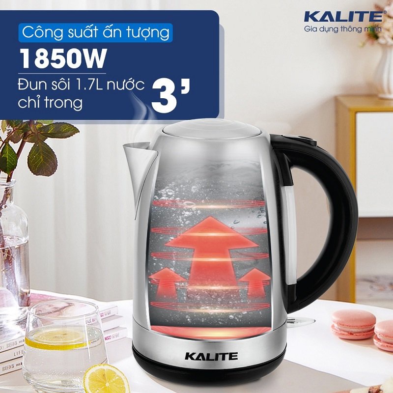 Bình Siêu Tốc Kalite KL 301 Dung Tích 1,7L Đun Siêu Tốc 3 Phút, Tự Ngắt Điện An Toàn