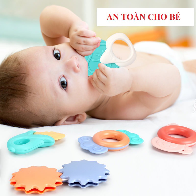 Gặm nướu cao cấp 10 món BabyRattle dạng bìa cho bé mới mọc răng